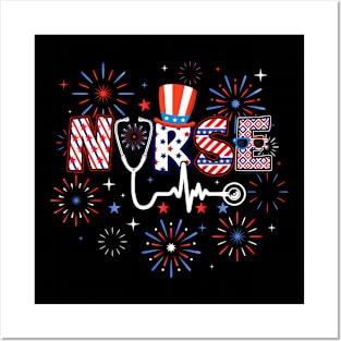 4th Of July Nursing For Women Stethoscope Nurse Graduation Posters and Art